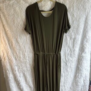 Cherish Green Cuffed Sleeve Sheath Jumpsuit